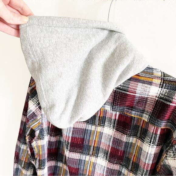 New Urban Outfitters Men’s Waffle Plaid Hooded Shacket - Picture 9 of 10